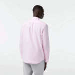 Lacoste camisa de algodão oxford de ajuste regular homens rosa claro 88BL1468 - Image 3