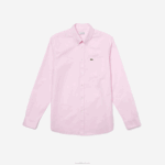 Lacoste camisa de algodão oxford de ajuste regular homens rosa claro 88BL1468 - Image 5