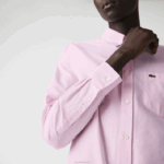 Lacoste camisa de algodão oxford de ajuste regular homens rosa claro 88BL1468 - Image 6