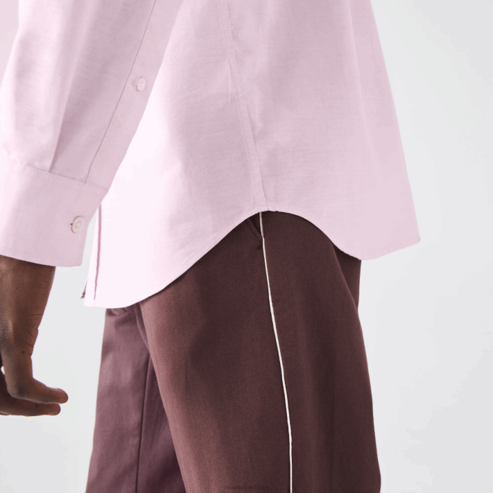 Lacoste camisa de algodão oxford de ajuste regular homens rosa claro 88BL1468 - Image 8