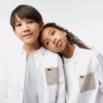 Lacoste camisa de bolso contraste crianças branco bege nbn 88BL3080 - Image 2