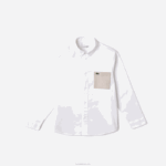 Lacoste camisa de bolso contraste crianças branco bege nbn 88BL3080 - Image 4