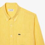 Lacoste camisa de linho homens amarelo 107 88BL471 - Image 2