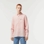 Lacoste camisa de linho homens rosa claro t03 88BL470