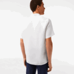 Lacoste camisa de linho manga curta homens branco 001 88BL490 - Image 3