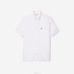 Lacoste camisa de linho manga curta homens branco 001 88BL490 - Image 4