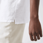 Lacoste camisa de linho regular homens branco 001 88BL1646 - Image 8