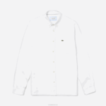 Lacoste camisa de linho regular homens branco 001 88BL1651 - Image 5