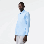 Lacoste camisa de popelina de algodão de gola francesa slim fit homens hbp azul 88BL1439