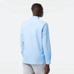 Lacoste camisa de popelina de algodão de gola francesa slim fit homens hbp azul 88BL1439 - Image 3