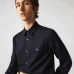 Lacoste camisa de popeline de algodão stretch slim fit homens azul marinho hde 88BL1487 - Image 7