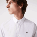 Lacoste camisa de popeline de algodão stretch slim fit homens branco 001 88BL1488