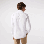 Lacoste camisa de popeline de algodão stretch slim fit homens branco 001 88BL1488 - Image 3