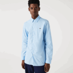 Lacoste camisa de popeline de algodão stretch slim fit homens hbp azul 88BL1489