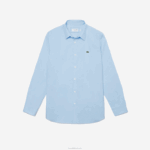 Lacoste camisa de popeline de algodão stretch slim fit homens hbp azul 88BL1489 - Image 5