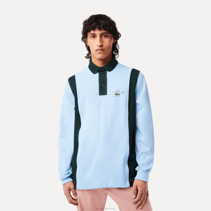 lacoste_camisa_de_rugby_manga_longa_de_algodao_organico_homens_azul_verde_fl3_88bl544.png Lacoste camisa de rugby manga longa de algodão orgânico homens azul verde fl3 88BL544 - Image 1