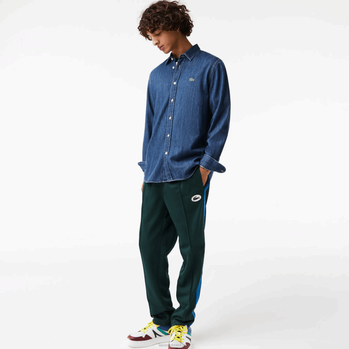 Lacoste camisa jeans de algodão orgânico fit regular homens cdz azul 88BL1502 - Image 2