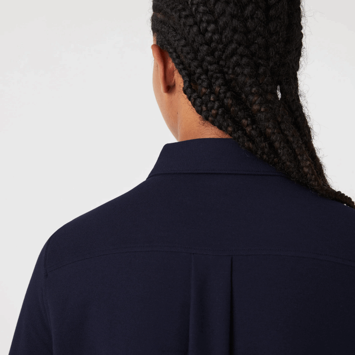 Lacoste camisa piquê de algodão gola francesa mulheres azul marinho 166 88BL2649 - Image 4