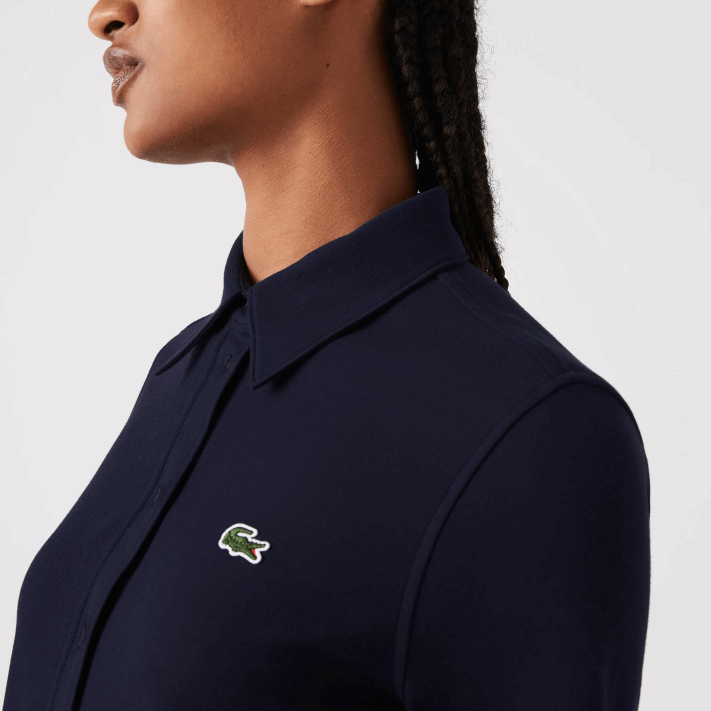 Lacoste camisa piquê de algodão gola francesa mulheres azul marinho 166 88BL2649 - Image 9