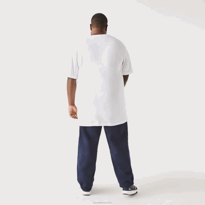 Lacoste camisa polo de algodão com decote em v canelado regular fit (tamanho grande) homens branco 001 88BL707 - Image 3