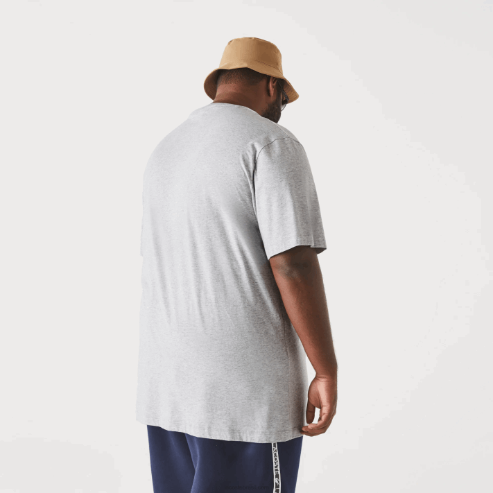 Lacoste camisa polo de algodão com decote em v canelado regular fit (tamanho grande) homens chine cinza cca 88BL765 - Image 3