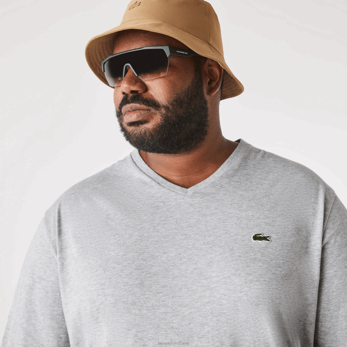 lacoste_camisa_polo_de_algodao_com_decote_em_v_canelado_regular_fit_tamanho_grande_homens_chine_cinza_cca_88bl765.png Lacoste camisa polo de algodão com decote em v canelado regular fit (tamanho grande) homens chine cinza cca 88BL765 - Image 1