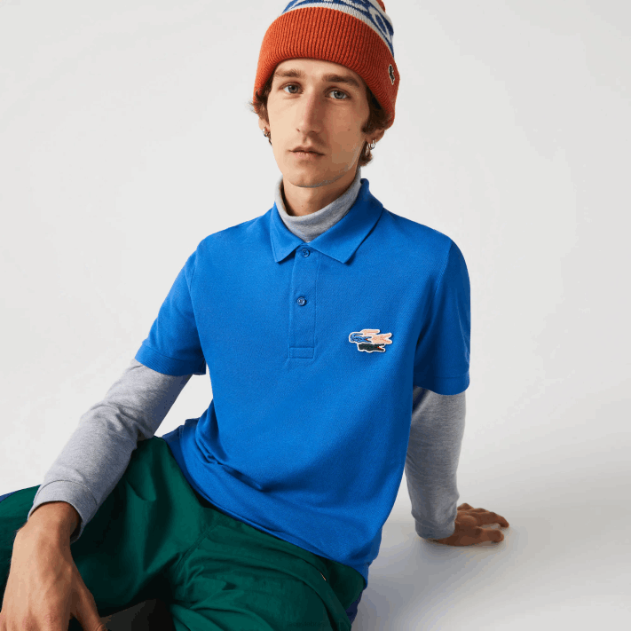 Lacoste camisa pólo regular fit crocodilos de algodão orgânico homens qpt azul 88BL844 - Image 1