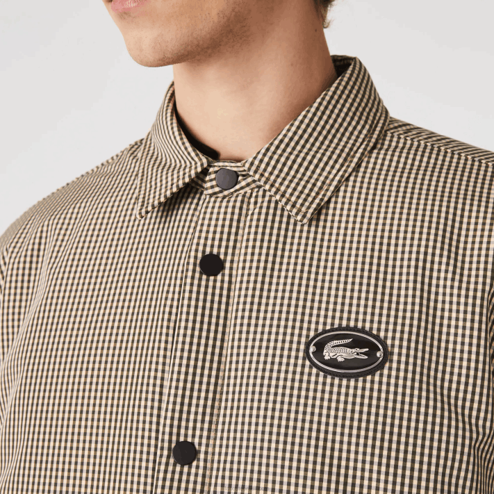 Lacoste camisa xadrez repelente de água homens bege marinho verde caqui 87e 88BL1549 - Image 4