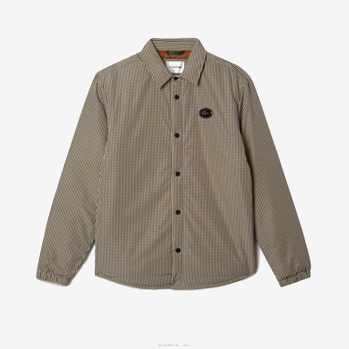 Lacoste camisa xadrez repelente de água homens bege marinho verde caqui 87e 88BL1549 - Image 5