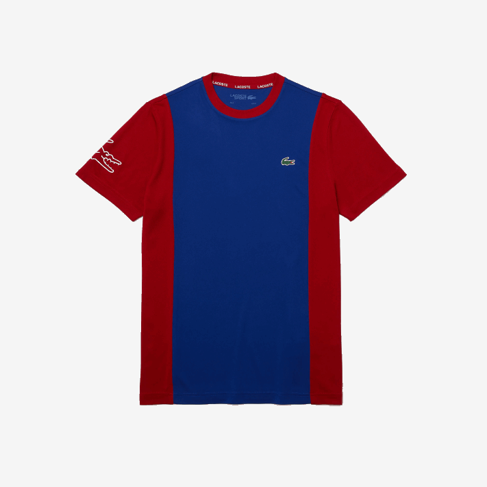 Lacoste camiseta bicolor resistente respirável esportiva homens azul vermelho branco vpa 88BL901 - Image 4