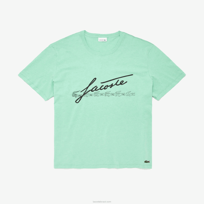 Lacoste camiseta com estampa de assinatura xl homens hcv verde 88BL850 - Image 1