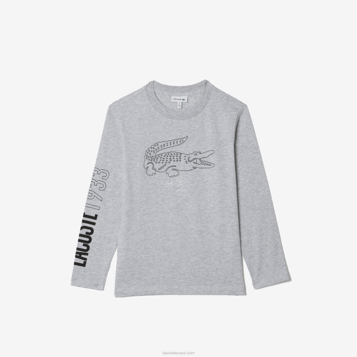 Lacoste camiseta com estampa de crocodilo Rapazes chine cinza cca 88BL3159 - Image 1