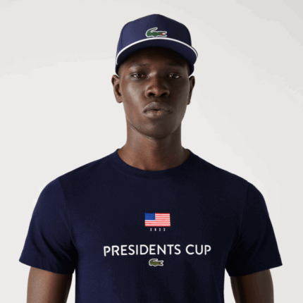 Lacoste camiseta da bandeira americana do esporte da copa dos presidentes homens azul marinho 166 88BL862