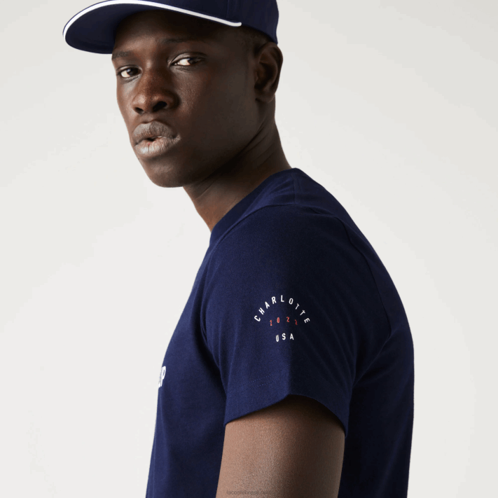 Lacoste camiseta da bandeira americana do esporte da copa dos presidentes homens azul marinho 166 88BL862 - Image 6