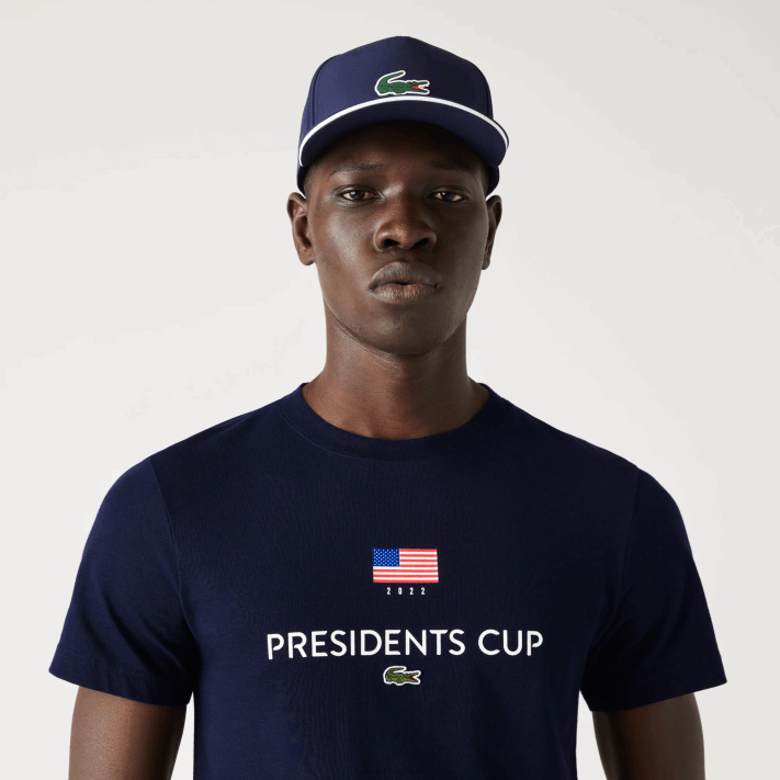 Lacoste camiseta da bandeira americana do esporte da copa dos presidentes homens azul marinho 166 88BL862 - Image 1