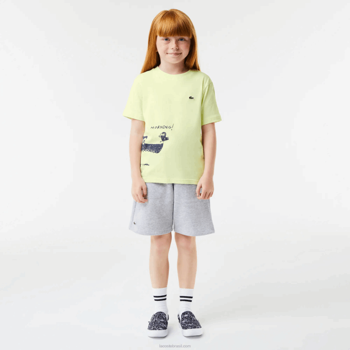 Lacoste camiseta de algodão com estampa de crocodilo crianças amarelo 6gd 88BL3161 - Image 2