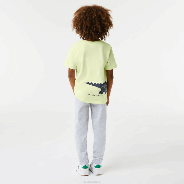 Lacoste camiseta de algodão com estampa de crocodilo crianças amarelo 6gd 88BL3161 - Image 3