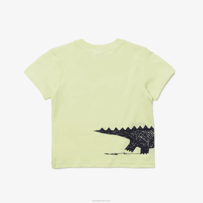 Lacoste camiseta de algodão com estampa de crocodilo crianças amarelo 6gd 88BL3161 - Image 5