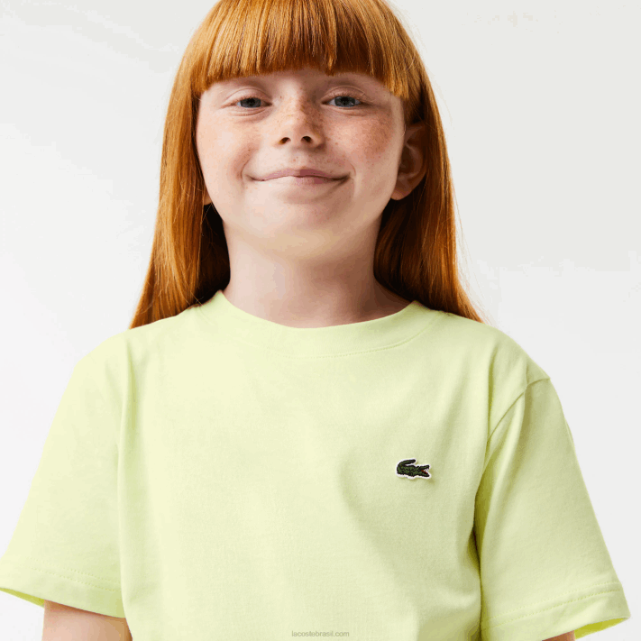 Lacoste camiseta de algodão com estampa de crocodilo crianças amarelo 6gd 88BL3161 - Image 6