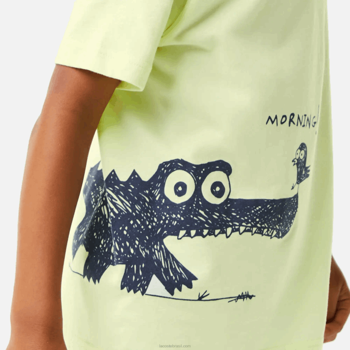 Lacoste camiseta de algodão com estampa de crocodilo crianças amarelo 6gd 88BL3161 - Image 7