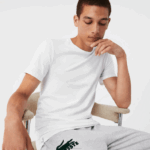 Lacoste camiseta de algodão com gola redonda pacote com 3 homens branco cinza chine preto bxy 88BL1349 - Image 2