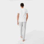 Lacoste camiseta de algodão com gola redonda pacote com 3 homens branco cinza chine preto bxy 88BL1349 - Image 3