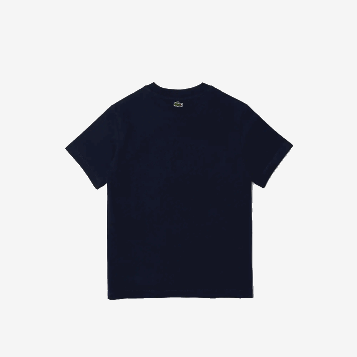 Lacoste camiseta de algodão com letras de crocodilo e gola redonda Rapazes azul marinho 166 88BL3118 - Image 2