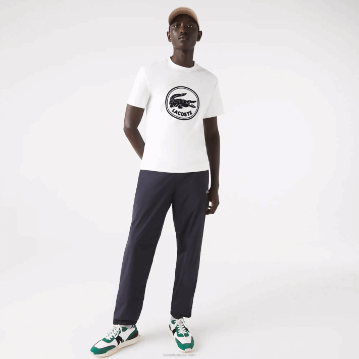 Lacoste camiseta de algodão com logo estampado em 3D homens branco 70v 88BL906 - Image 2