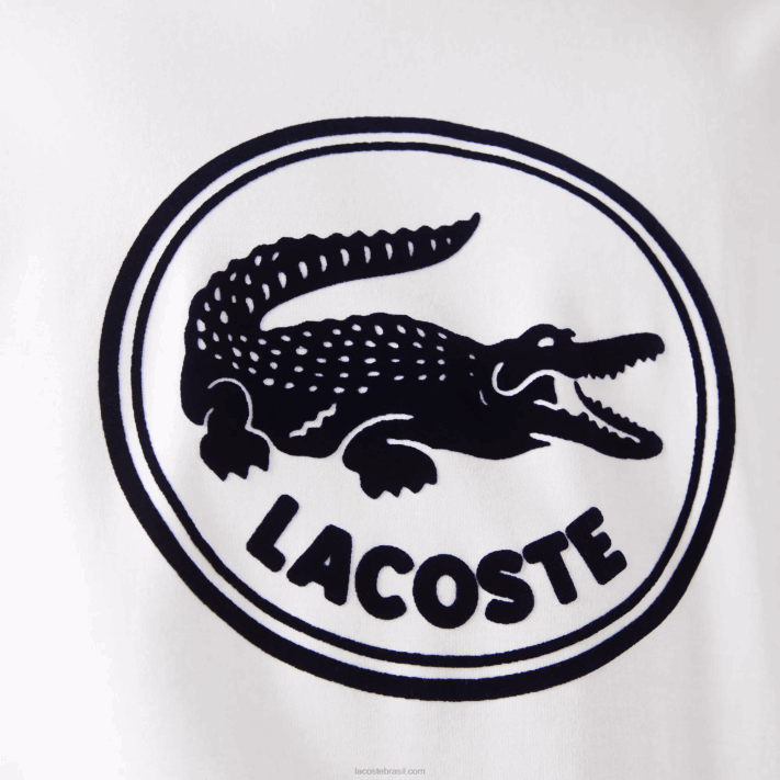 Lacoste camiseta de algodão com logo estampado em 3D homens branco 70v 88BL906 - Image 4