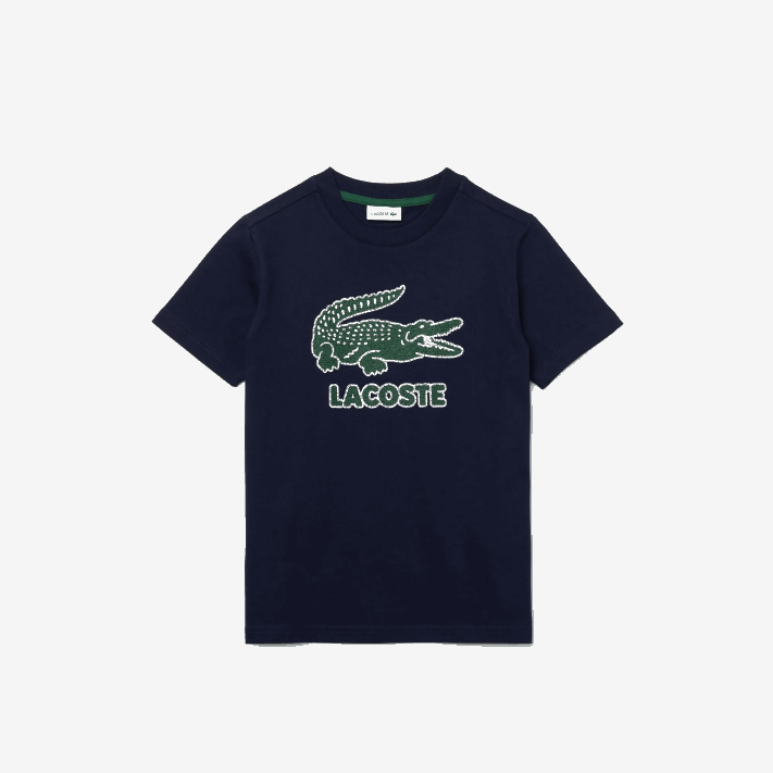 Lacoste camiseta de algodão com logo vintage e gola redonda Rapazes azul marinho 166 88BL3152 - Image 1