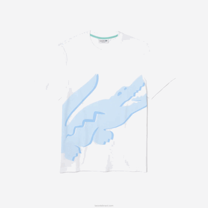 Lacoste Camiseta de algodão orgânico stretch com estampa de crocodilo homens branco 001 88BL637 - Image 5