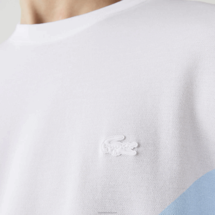 Lacoste Camiseta de algodão orgânico stretch com estampa de crocodilo homens branco 001 88BL637 - Image 6