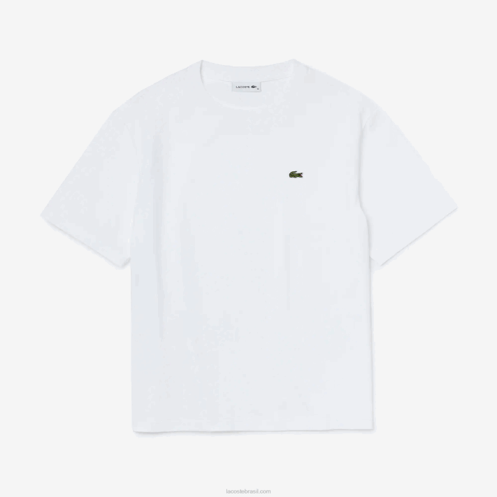 Lacoste camiseta de algodão premium com gola redonda mulheres branco 001 88BL2590 - Image 5