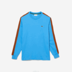 Lacoste camiseta de banda de contraste homens azul 4x 88BL817 - Image 4